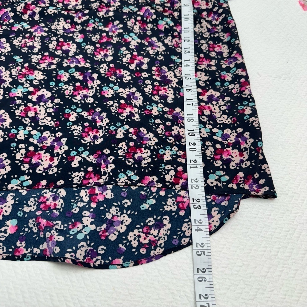 Jessica Simpson💜Black Floral Flutter Sleeve Round Neck Top Blouse Size S - Picture 9 of 10